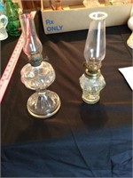 2 miniature oil lamps 9 in