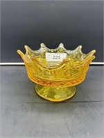 Fostoria Crown amber luxemburg tri candle