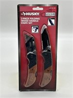 Husky 
2 Pack Folding Wood Handle Knife Set