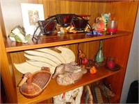 3 SHELVES OF HOME DECOR AND COLLECTIBLES