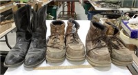 3 pairs of boots- Justin 11D cowboys, 2 Gravel
