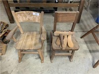Two Wooden Childrens Chairs