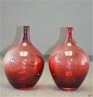 Set of Ruby Glass Vases