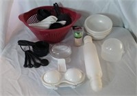 Strainer, Measuring Cups, Bowls, Rolling Pin