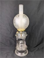 Rare Antique Applesauce Pattern Glass Oil Lamp
