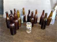 14 VINTAGE BEER AND SODA BOTTLES