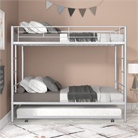 Lostcat Twin Bunk Bed with Trundle  Silver