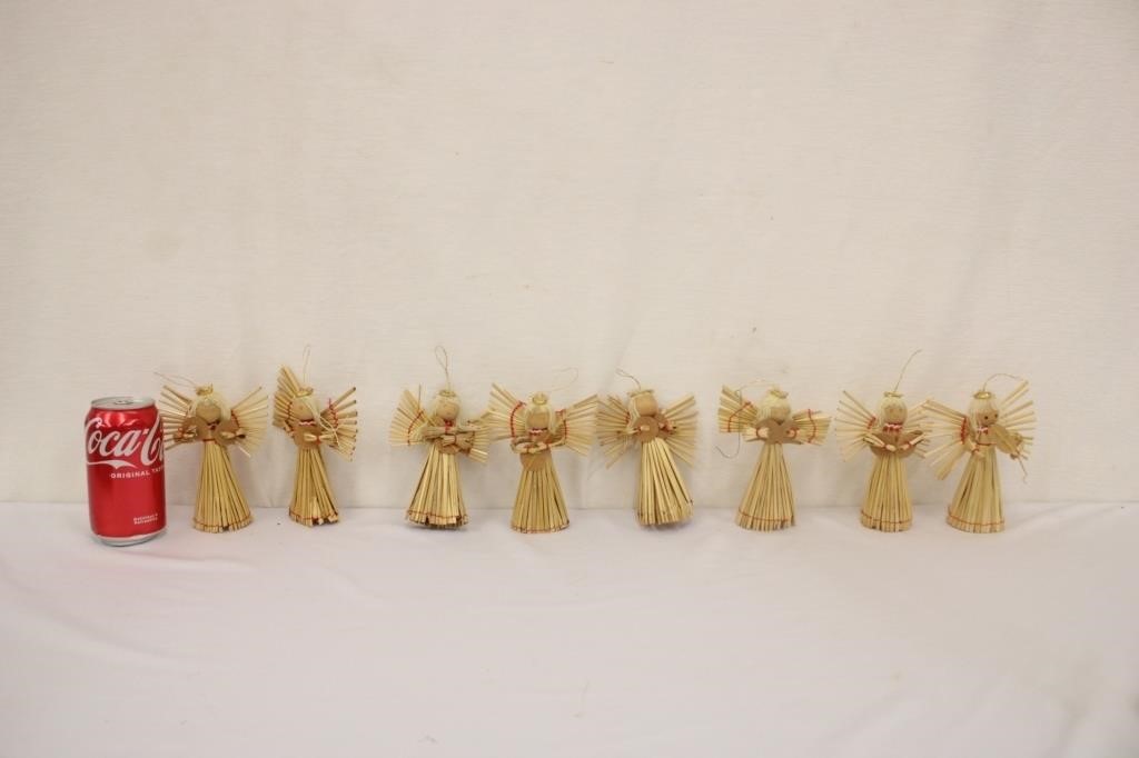 8 Straw Angel Ornaments