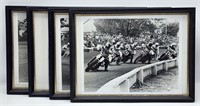 Framed Motorcycle Races, 2 Signed 9" x 12"