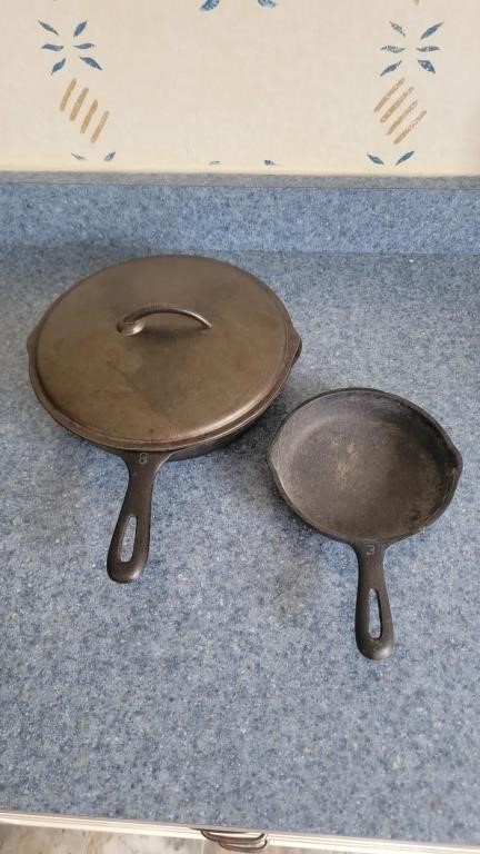 #8 and #3 usa cast iron #8 has lid