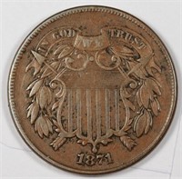 1871 -Two Cent Coin XF Grade