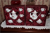 2 Victorian Trading Co miniature china tea sets
