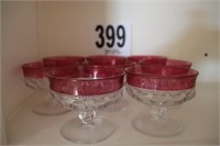 (8) Kings Crown Cranberry Band Sherbet Glasses