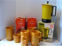 VINTAGE EMPIRE COFFE MAKER, CUPS AND INSERTS