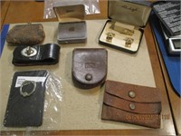 Lot of Leather Cases, Tie Set, Swank Clip, Money