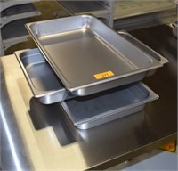 Lot of 3 New 2 1/2" deep Stainless Steel Food Pans