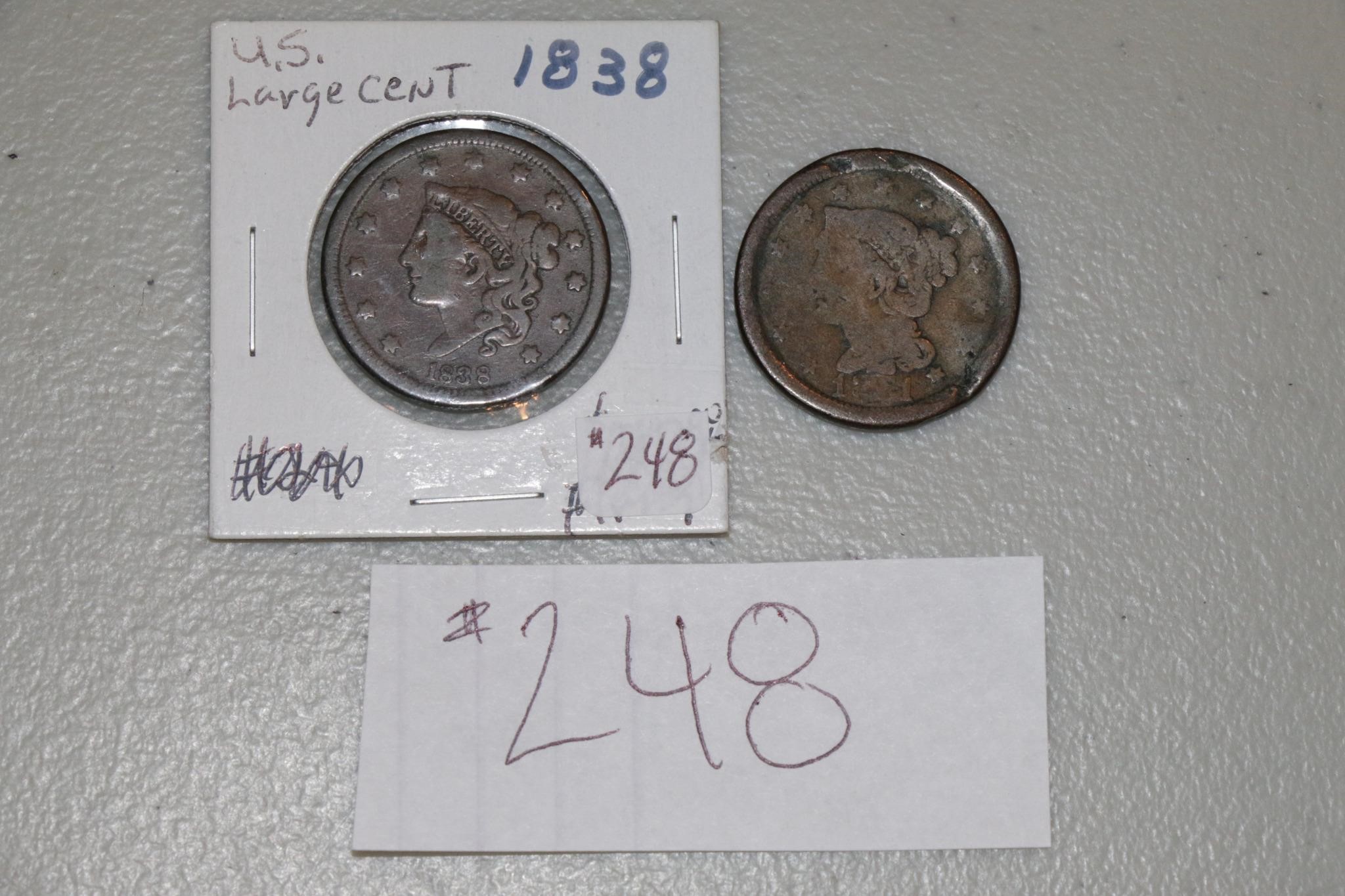 (2) US Large Cents