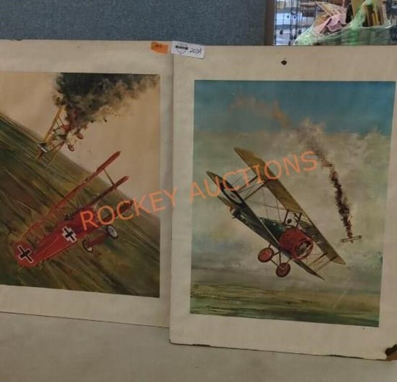 Vintage 1967 WWI War Fighting Planes loose art