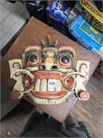 Vtg. South Pacific Carved Wooden Maori Mask