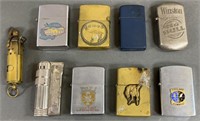 9pc Vtg Zippo & Related Lighters