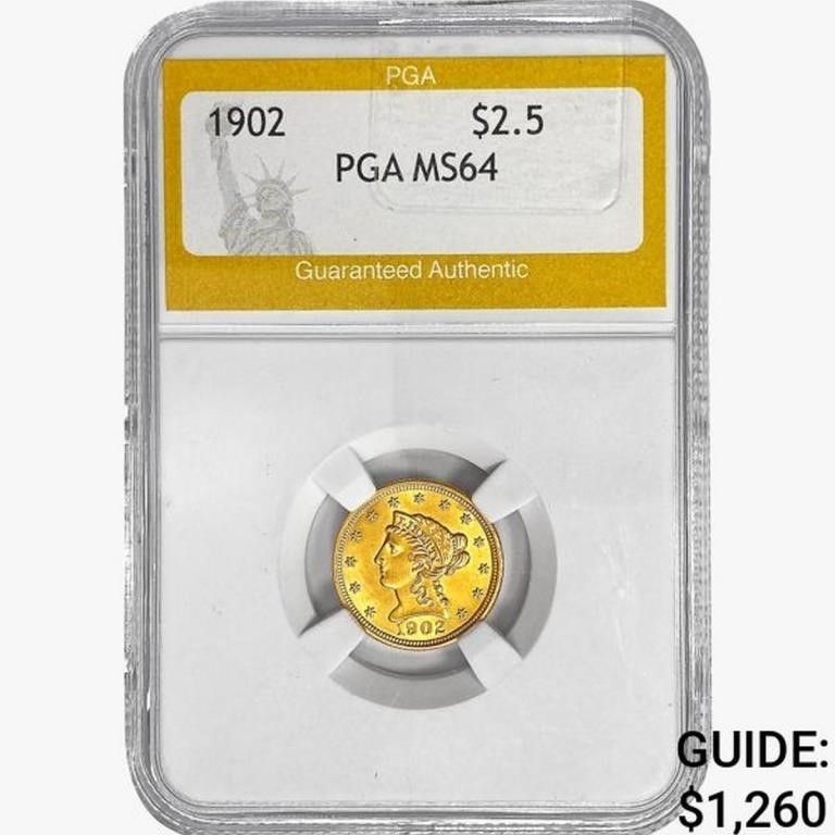1902 $2.50 Gold Quarter Eagle PGA MS64