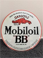 RARE ANTIQUE MOBILOIL "BB" GAS OIL PORCELAIN SIGN