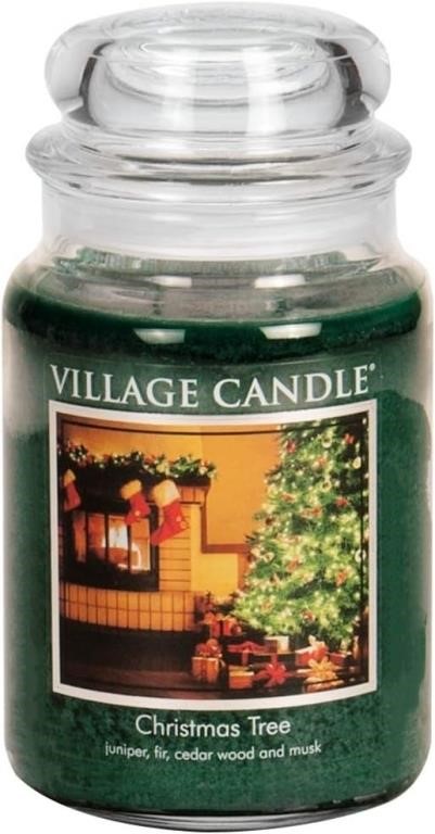 (N) Village Candle Christmas Tree Large Glass Apot