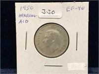 1950 Canadian Silver 25 Cent Piece  EF40