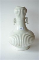 Unusual Chinese vase, pale cream glaze,