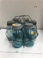 Ball Blue Glass Canning Jars in Carrying Case