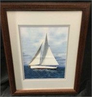 Sailboat Catching the Wind Wood Frame