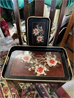 Lacquered Japan Serving Tray Set 2pc