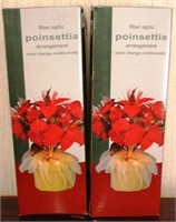 Lot of 2 Fiber Optic Poinsettia Decorations in Box