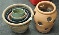 Plant pots - some pottery,  some plastic