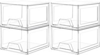 4 Pack Clear Stackable Organizer Drawers