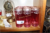 SILVER OVERLAY CRANBERRY TUMBLERS