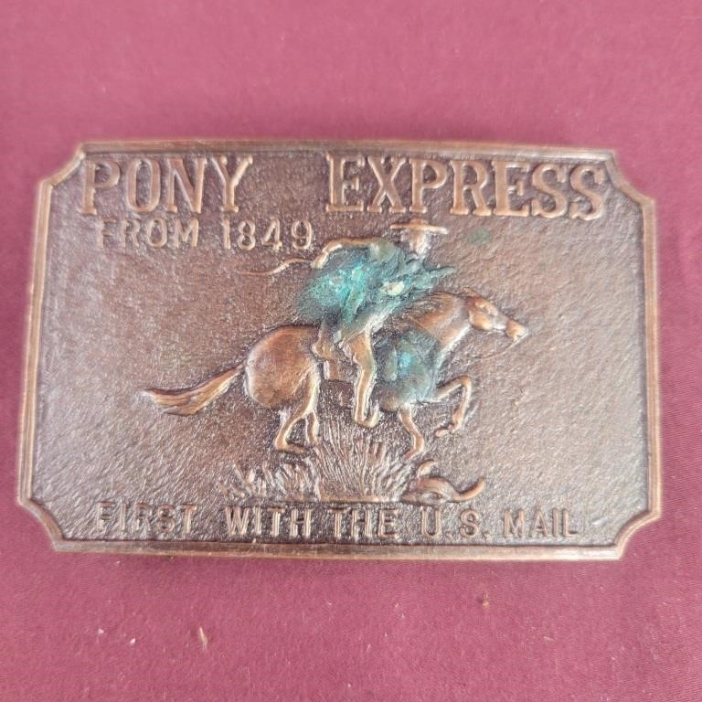 Pony Express Belt Buckle | Hicks Auction Co