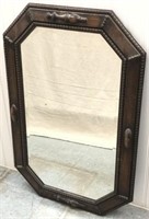 Beveled Wall Mirror with Oak Frame