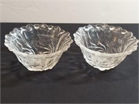 2pc Clear Indiana Cabbage Rose Footed Bowls.