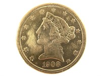 1908 $5 Gold Half Eagle