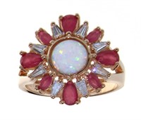 Stunning Opal & Ruby Cocktail Ring