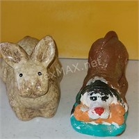 Bunny and Sparkling Dog Figurines