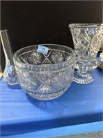 LEAD CRYSTAL BOWL AND 2 VASES