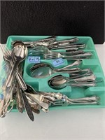 84 PC SET OF ROGERS STAINLESS FLATWARE AND 27 PCS