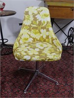 RETRO VINYL FLORAL SWIVEL CHAIR