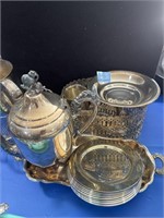 18 PCS ASSORTED SILVERPLATE SERVING ITEMS