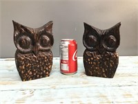 Wooden owls bookends