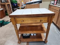 Kitchen Island- tile top , 1 drawer- 35x24x37"