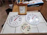 Plastic Thermometers & sprinfield clock