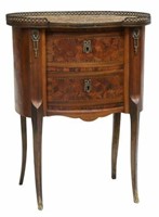 LOUIS XV STYLE MARBLE-TOP PARQUETRY SIDE TABLE